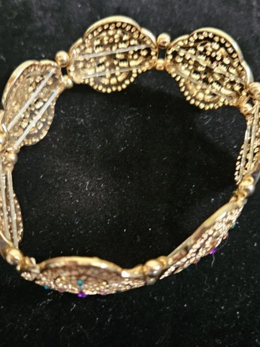 AVON Goldtone with Colored Rhinestones Stretch Bracelet